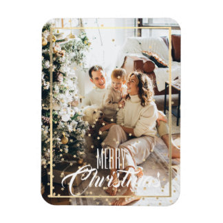 Ímã Foto de confetti de estrela de ouro de Natal