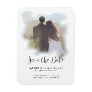 Ímã Foto de Cores de Água com Script Moderno Elegante