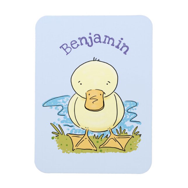 Ímã Foto de desenho animado de bebê amarelo-branco (Vertical)