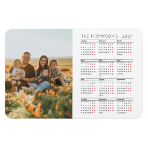 Ímã Foto de Família Calendário 2027 Monograma de 12 Me