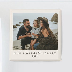 Imã Foto de Família Minimalista Simples Bege Neutro