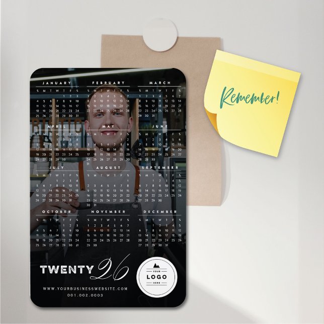 Ímã Foto de Feriado de Calendário do Simple Mix Typogr (Simple Mix Typography 2026 Calendar Holiday Photo Flexible Magnet @ fat_fa_tin)