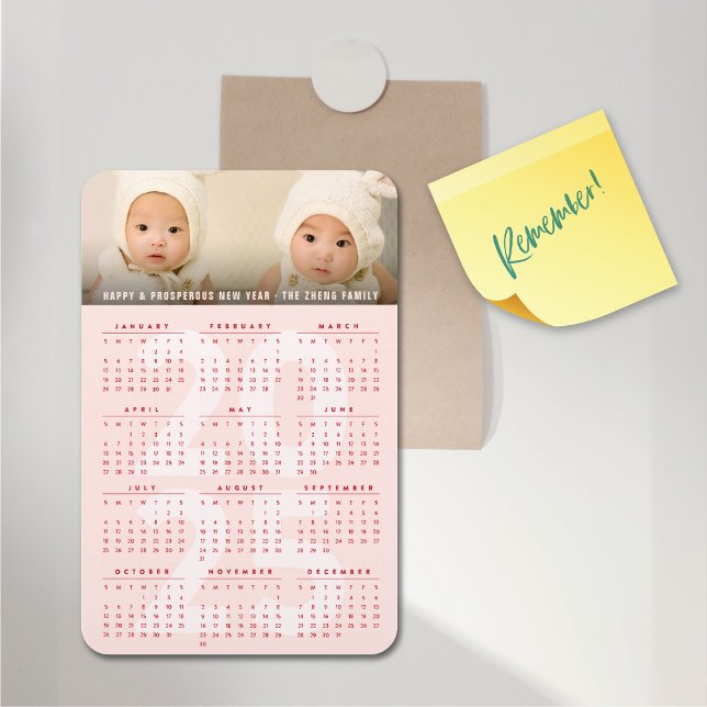 Ímã Foto de Feriado Minimalista do Calendário Simples  (Simple Pink 2025 Calendar Minimalist Holiday Photo Flexible Magnet @ fat_fa_tin)