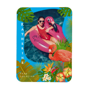 Ímã Foto de Flamingo Azul Tropical