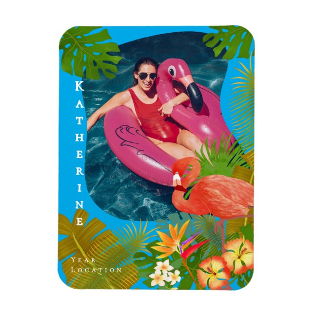 Ímã Foto de Flamingo Azul Tropical (Vertical)