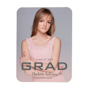 Ímã Foto de formatura dourado rosa moderno