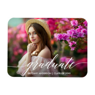 Ímã Foto de Graduação de Script de Caligrafia Modern