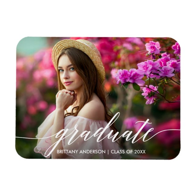 Ímã Foto de Graduação de Script de Caligrafia Moderna (Horizontal)