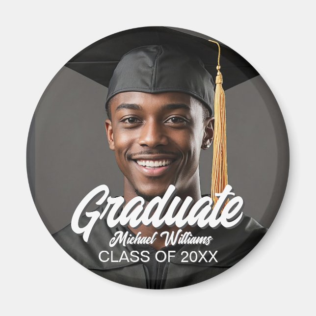 Imã Foto de Graduado com Letreiro em Negrito Festa de  (Frente)