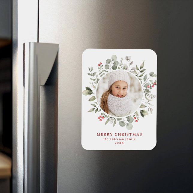 Ímã Foto de Holly Berries e Foliage de inverno (Criador carregado)