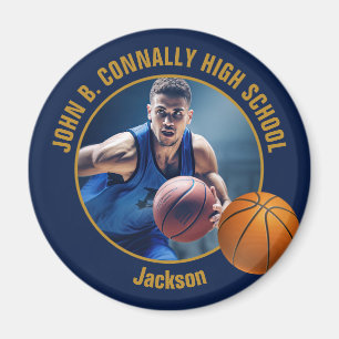 Imã Foto de jogador de basquete em azul marinho e dour