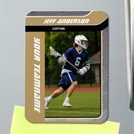 Ímã Foto de Jogador de Lacrosse com Medalha de Ouro
