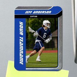 Ímã Foto de Jogador de Lacrosse em Metal Azul