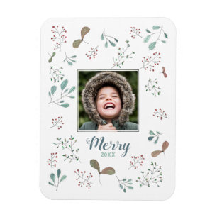 Ímã Foto de Natal da Floresta feliz de inverno