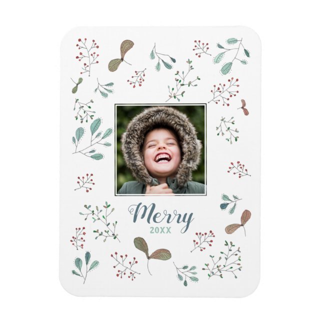 Ímã Foto de Natal da Floresta feliz de inverno (Vertical)
