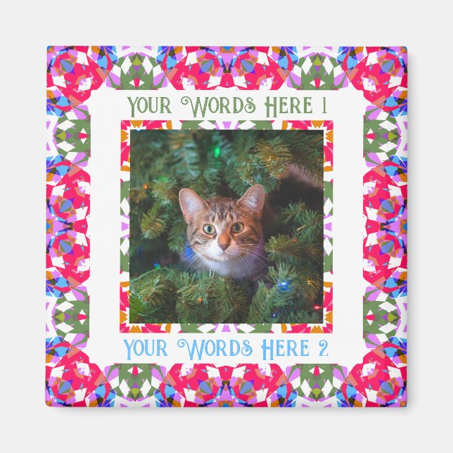 Imã Foto de Natal do Festivo Vermelho Vermelho e Diver (Frente)