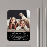 Ímã Foto de Natal Feliz e Dourado Romântico<br><div class="desc">Magneta romântica e elegante da cozinha de fotos de feriado. Para personalização mais avançada deste design,  clique no link Personalizar Mais para alterar a fonte,  o tamanho,  a cor,  etc.</div>