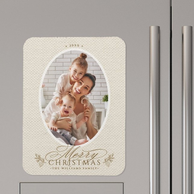 Ímã Foto de Natal Feliz e Oval (Criador carregado)