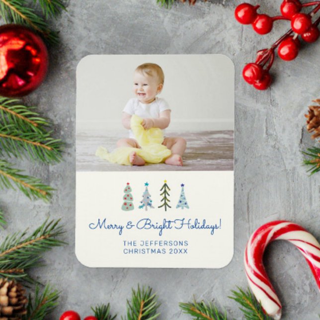 Ímã Foto de Natal minimalista escandinava (Cute Scandinavian Christmas photo magnet, personalize it with your image)