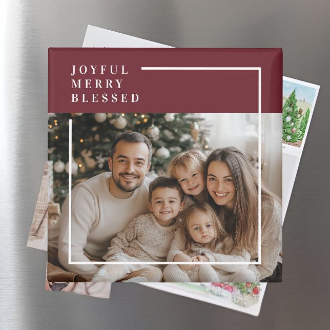 Imã Foto de Natal Personalizada Alegre e Abençoada  (Criador carregado)