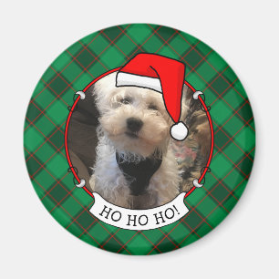 Imã Foto de Natal Personalizada - Xadrez Vermelha e Ve