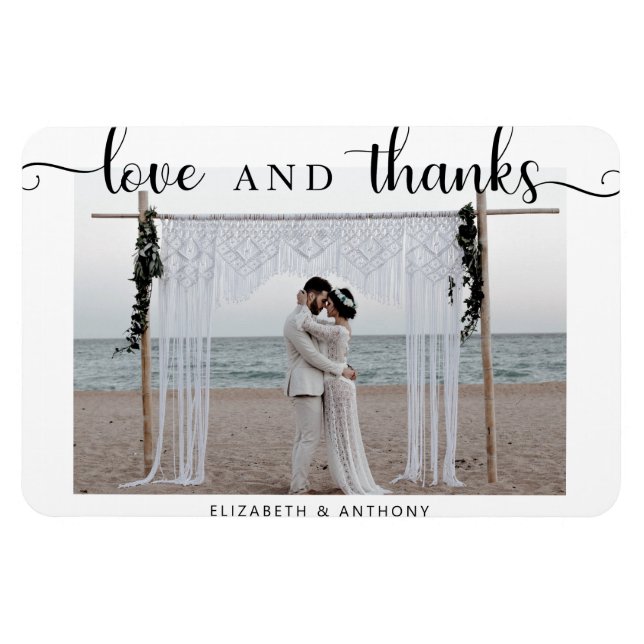 Ímã Foto de Obrigados e Casamento Simples (Horizontal)