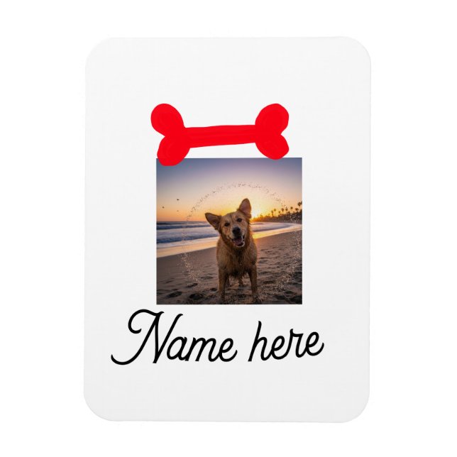 Ímã Foto de osso de cachorro vermelho presentes simple (Vertical)