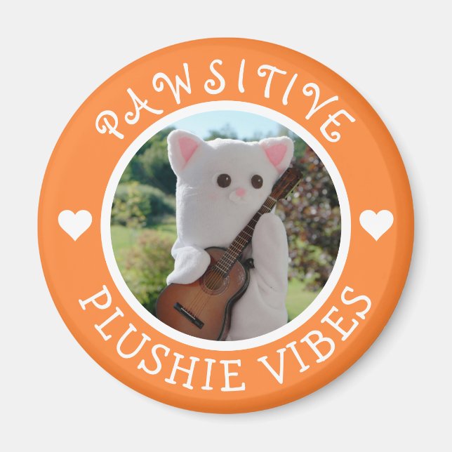 Imã Foto de Plushie Pawsitive Pawsitive Laranja Kawaii (Frente)