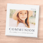 Imã Foto de Primeira Comunhão Personalizada por Chic M<br><div class="desc">Design é composto por tipografia quic moderna com sans serif e serif font. Adicione uma foto personalizada do seu filho/filha e ano.</div>
