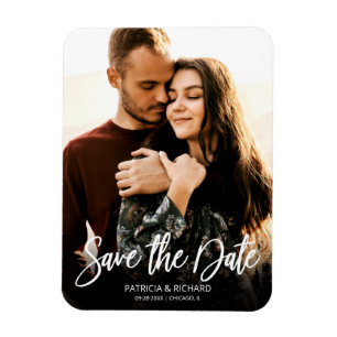 Ímã Foto de Salvar a Data do Casamento com Roteiro Mod
