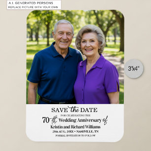 Ímã Foto de Salvar a Data dos 70 Anos de Casamento