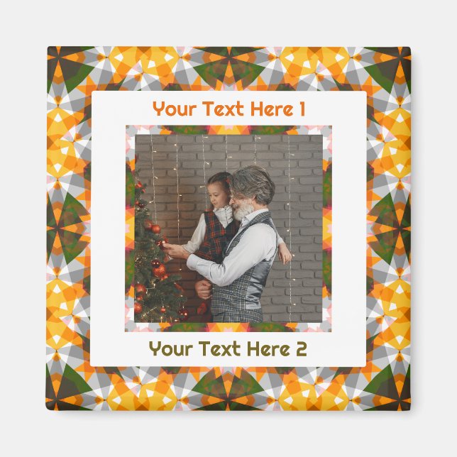 Imã Foto de Saudação Personalizada Laranja Dia do Pai (Frente)