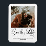 Ímã Foto De Script De Caligrafia Moderna Salva A Data<br><div class="desc">Design mínimo e elegante imprimiu a Imã salve a data de Fotografias de Script de Caligrafia Moderna que pode ser personalizada com o seu texto. Clique no botão "Personalizar" e use nossa ferramenta design para modificar este modelo. Veja a Design de Arte Gráfica para outros produtos que combinam com este...</div>