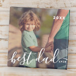 Imã Foto de Script Simples e Reprodutivo do Melhor Pai<br><div class="desc">Design é composto por tipografia moderna e lúdica. Adicionar foto da família.</div>