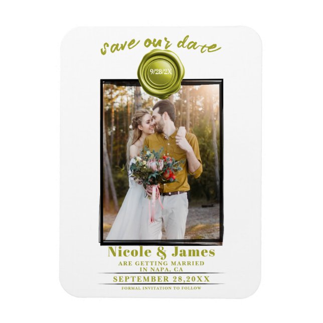 Ímã Foto de selo de cera Chartreuse casamento Save the (Vertical)