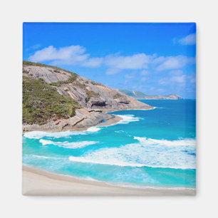 Imã Foto: Deep Blue Ocean Waves Cliffs Blue Sky