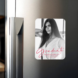 Ímã Foto do Anúncio de Graduação de Script Vermelho na