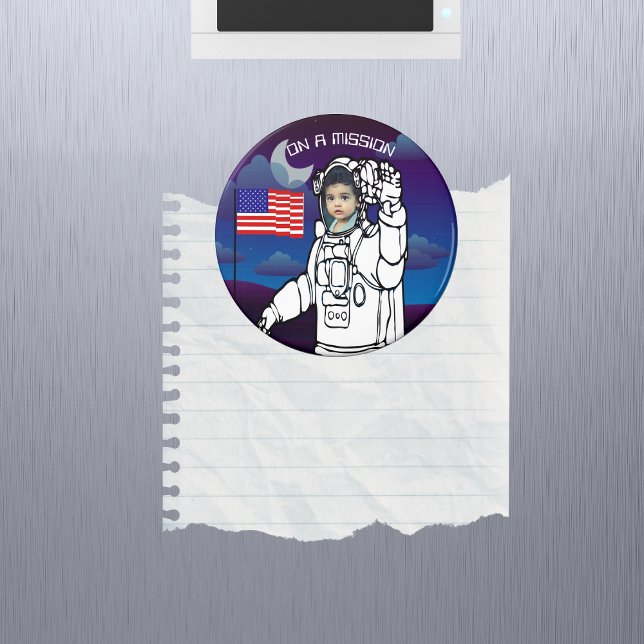 Imã Foto do Astronauta Blue Outer Space American Flag (Criador carregado)