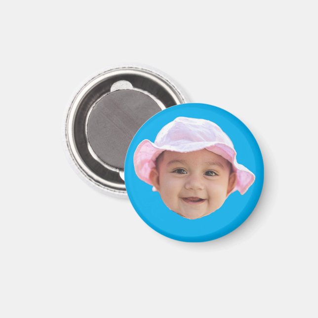 Imã Foto do bebê personalizada, foto do bebê com rosto (Front/Back)