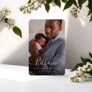 Ímã Foto do Bebê Sobrepor Nome do Bebê do Script Branc