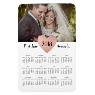 Ímã Foto do calendário para o casamento de recém-cas