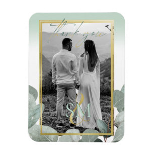 Ímã Foto do casamento de Eucalyptus Obrigado