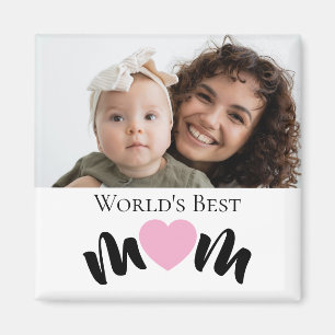 Imã Foto do Coração da Melhor Mãe do Mundo Branco Pers