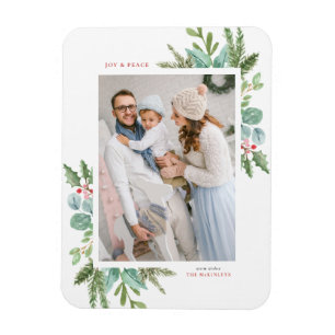 Ímã Foto do feriado do quadro da folha do Natal da