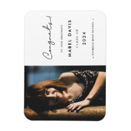 Ímã Foto do formando de Parabéns manuscrito minimalist