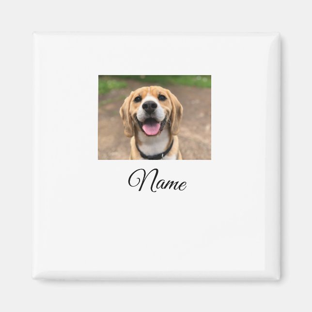 Imã Foto do gato-do-cão adicionar nome de animal cu pe (Frente)