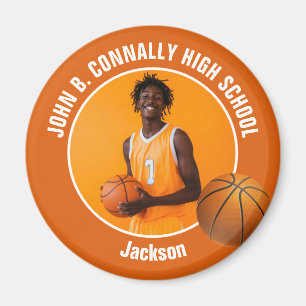 Imã Foto do jogador de basquete do ensino médio laranj