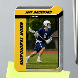 Ímã Foto do jogador de lacrosse de metal amarelo