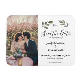 Ímã Foto do monograma botânico russo Salvar a data