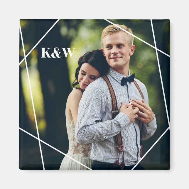 Imã Foto do Monograma Contemporâneo (Frente)